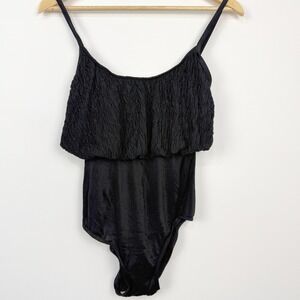 Vintage 80s 90s Robby Len Swimsuit Women Size 8 Black One Piece Retro